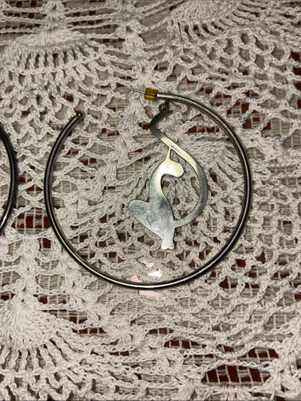 Y2K VINTAGE Baby Phat Silver Gold Hoops Loops Earrings - Picture 10 of 10